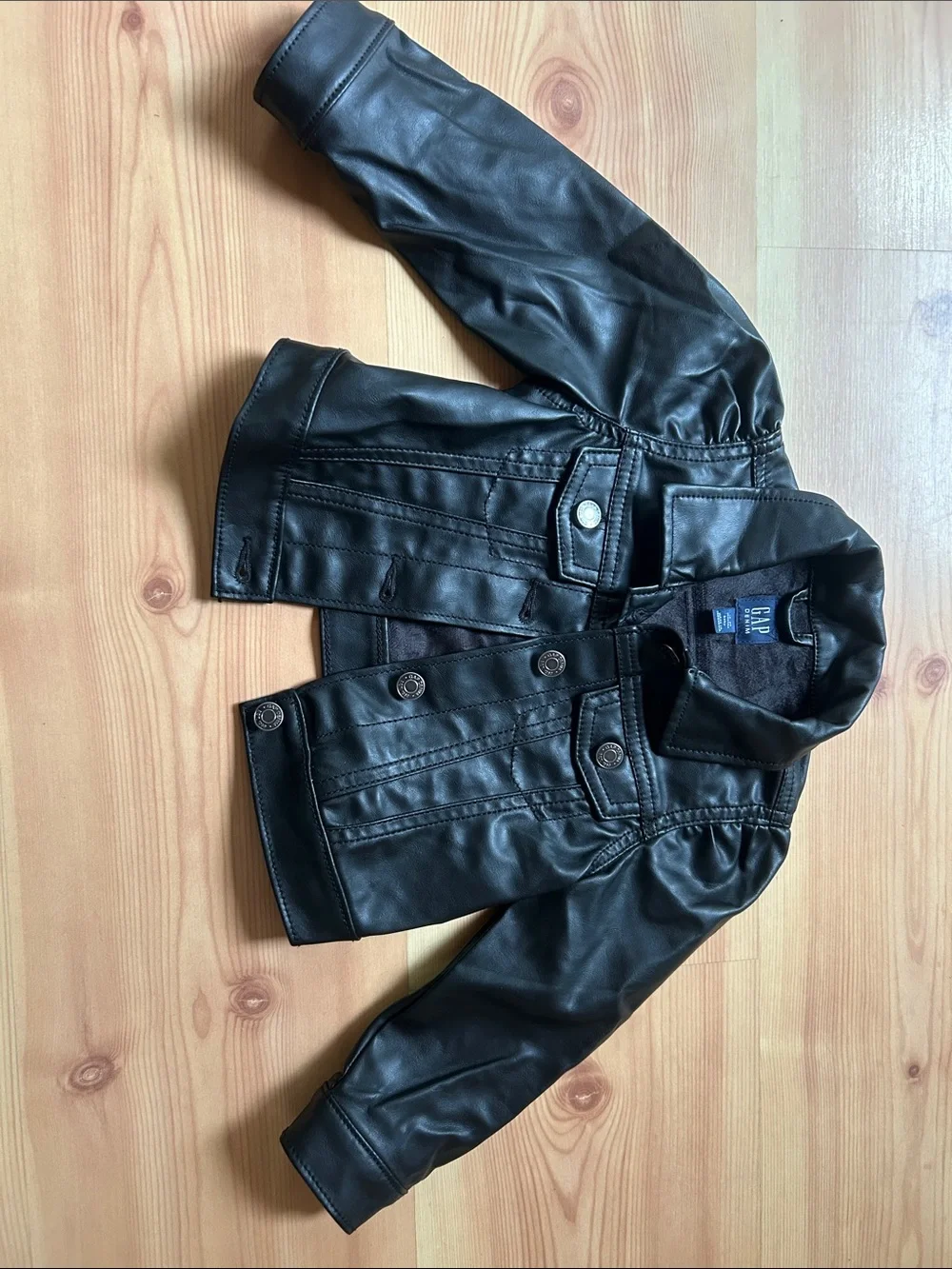 GAP Kids Black Faux Leather Jean Jacket